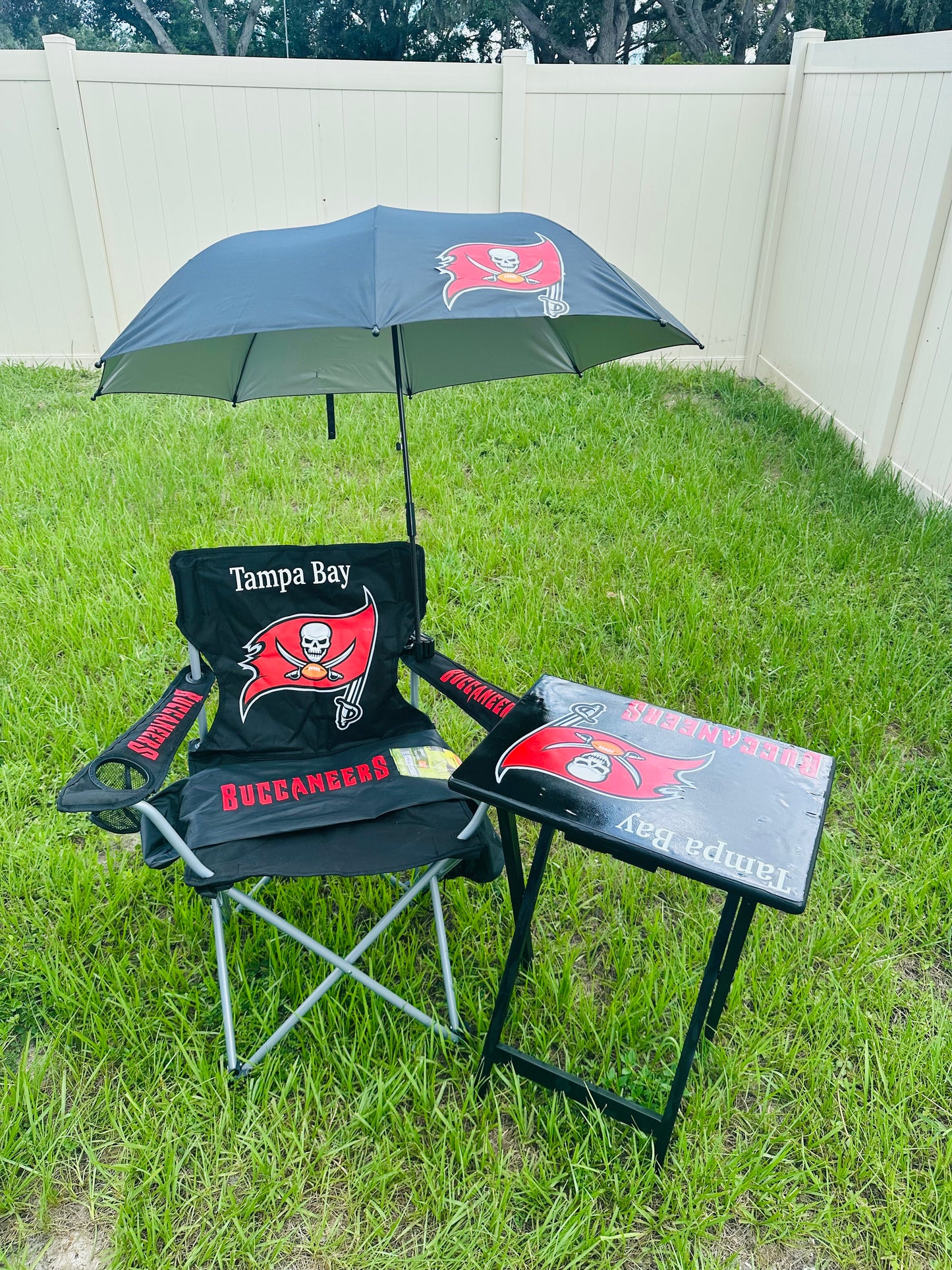 Sports TV Tray Table, Chair & Matching Umbrella