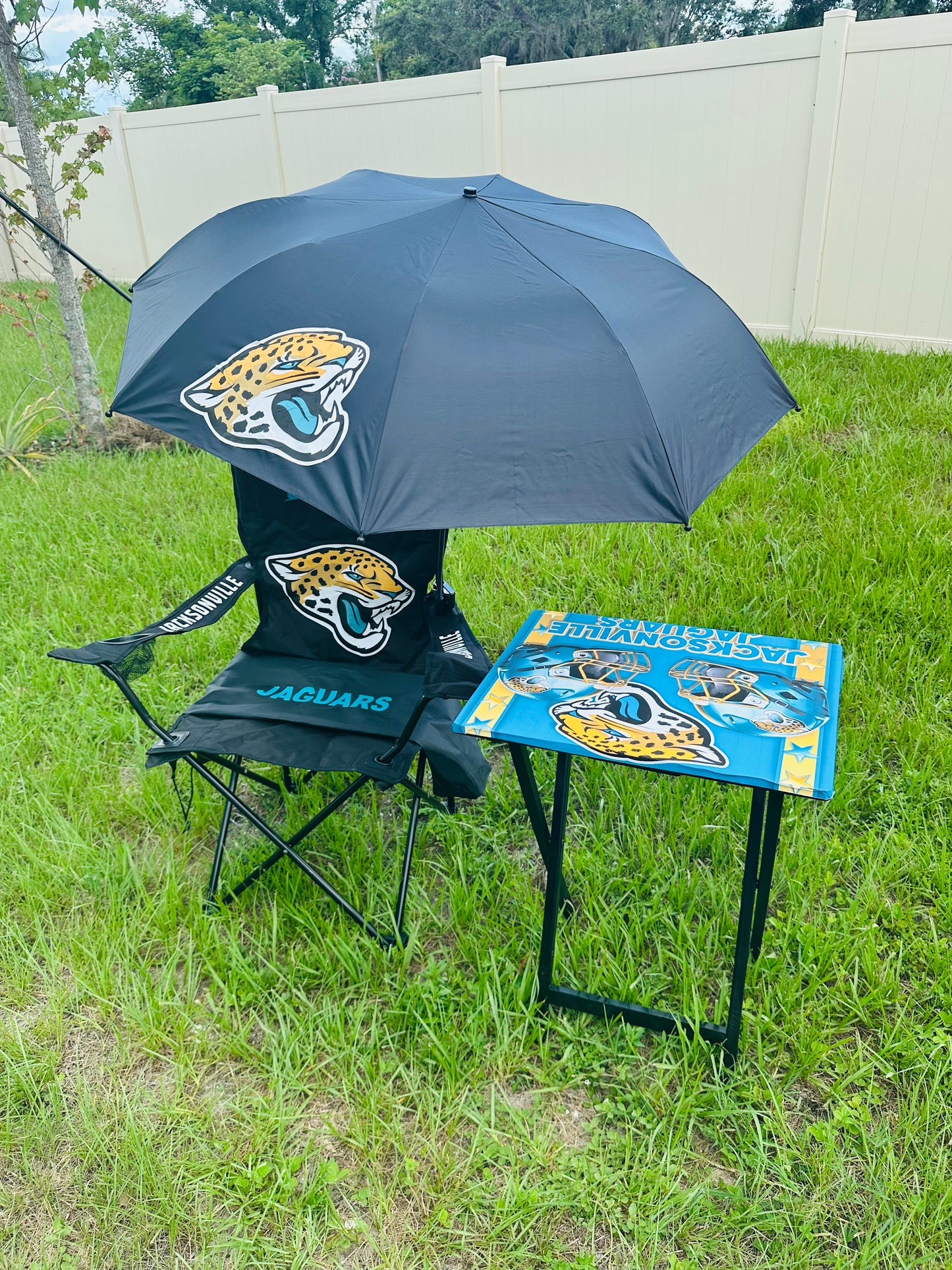 Sports TV Tray Table, Chair & Matching Umbrella