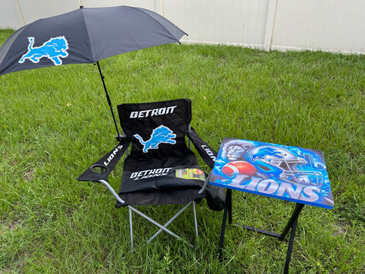 Sports TV Tray Table, Chair & Matching Umbrella